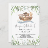 Noah's Ark Waterverf Animals Greenery Baptism Kaart (Voorkant / Achterkant)