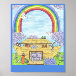 Noah's Ark Waterverf Rainbow Animal Elephant Poster