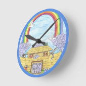Noah's Ark Waterverf Rainbow Animal Elephant Ronde Klok (Hoek)