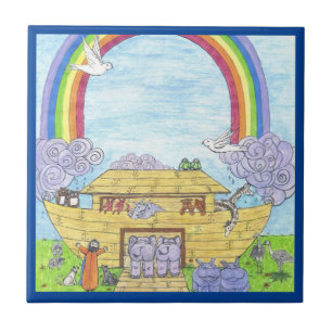 Noah's Ark Waterverf Rainbow Animal Elephant Tegeltje