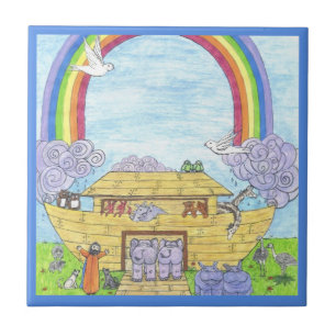 Noah's Ark Waterverf Rainbow Animal Elephant Tegeltje