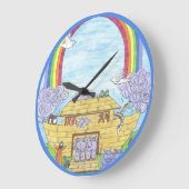Noah's Ark Waterverf Rainbow Funny Elephant Grote Klok (Hoek)