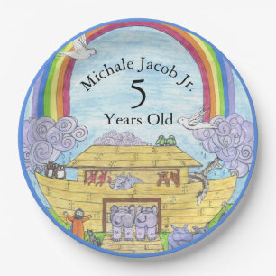 Noah's Ark Waterverf Rainbow Funny Elephant Papieren Bordje