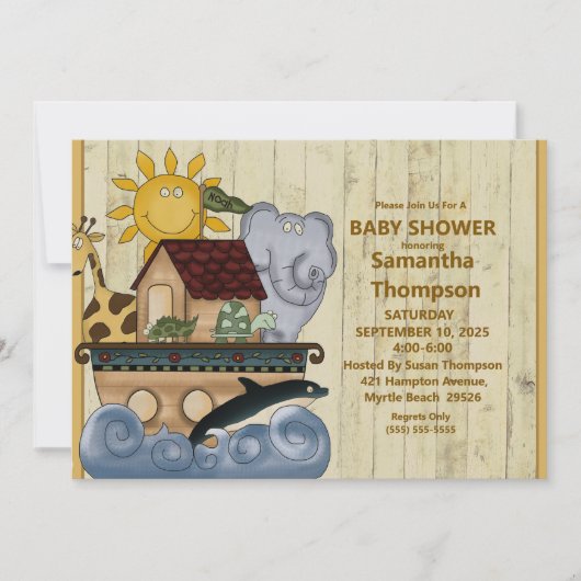 Noah's Ark Wood Baby shower Uitnodiging (Voorkant)