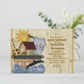 Noah's Ark Wood Baby shower Uitnodiging (Staand voorkant)