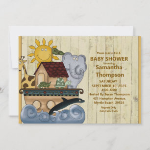 Noah's Ark Wood Baby shower Uitnodiging