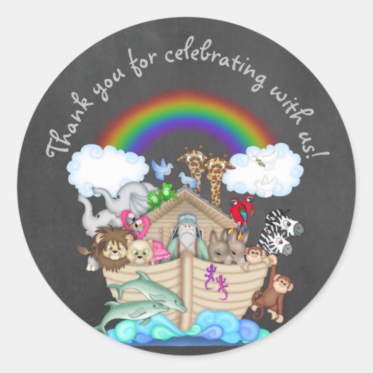 NOAHS ARK ZOO ANIMAAL KINDEREN STICKER CHALKBOARD (Voorkant)