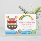 Noah's arkuitnodiging - Baby shower Kaart (Staand voorkant)