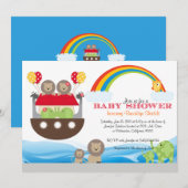 Noah's arkuitnodiging - Baby shower Kaart (Voorkant / Achterkant)