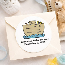 Noah's Art Schattige Baby Shower Geslacht Neutraal Ronde Sticker