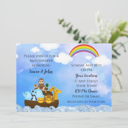 Noah's Baby shower Kaart (Staand voorkant)