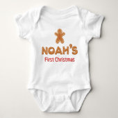 Noah's Eerste Kerst Gingerbread Man Personaliseer Romper (Voorkant)