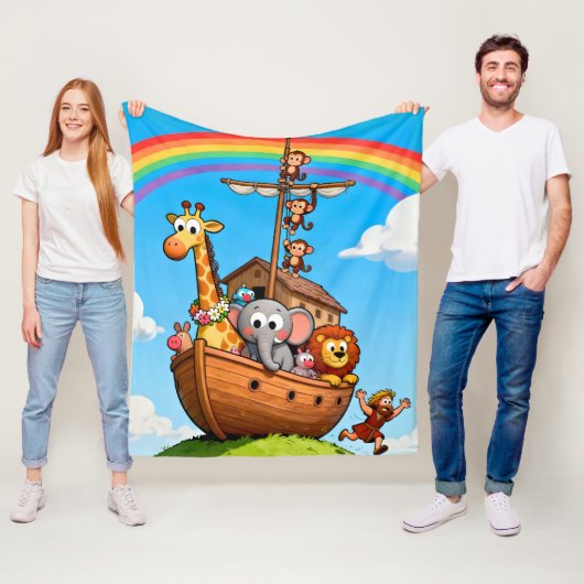 Noah's Grote Ark Avontuur Fleece Deken (In situ)
