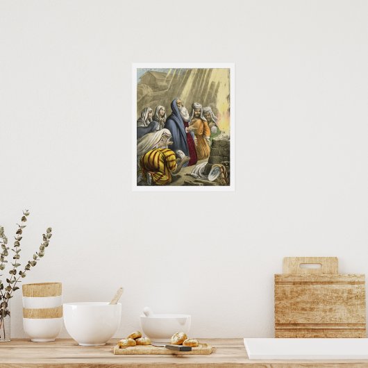 Noah's offer om de ark te verlaten, van een bijbel poster (Keuken)