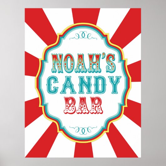 Noah's Snoep Bar Birthday Carnival Sign Poster (Voorkant)