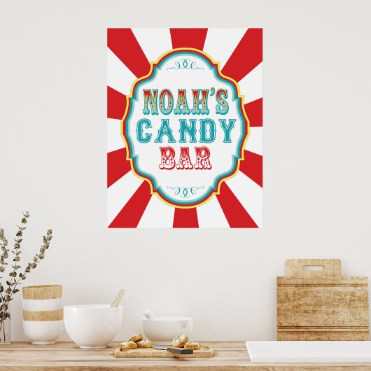 Noah's Snoep Bar Birthday Carnival Sign Poster (Keuken)