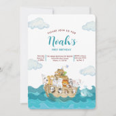 Noah's uitnodiging aan Ark Birthday. (Voorkant)