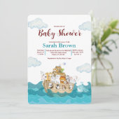 Noah's uitnodiging voor Ark Baby shower (Staand voorkant)