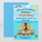 Noah's uitnodiging voor de geboorte van Ark Birthd (Voorkant / Achterkant)