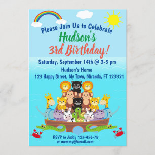 Noah's uitnodiging voor de geboorte van Ark Birthd