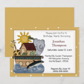 Noah's uitnodiging voor de geboorte van Ark Birthd (Voorkant / Achterkant)