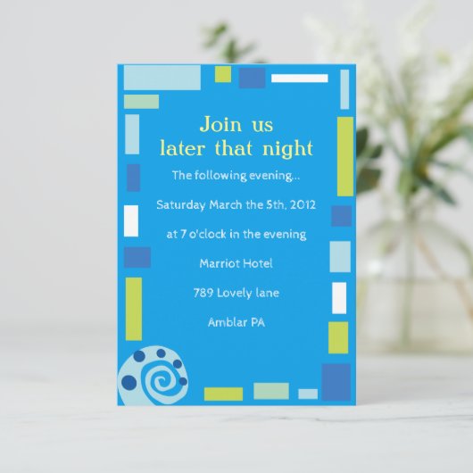 NOAH'S WAVES Bar Bat Mitzvah Reception Kaart (Staand voorkant)