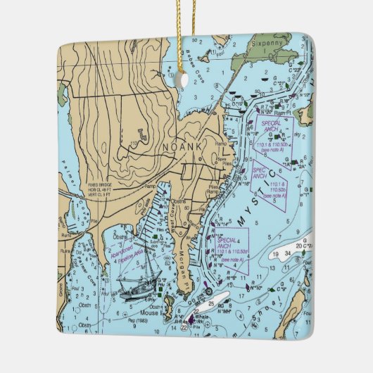 Noank CT Nautical Chart Keramisch Ornament (Links)