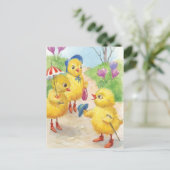 Noastalgic easter chicks feestdagenkaart (Staand voorkant)