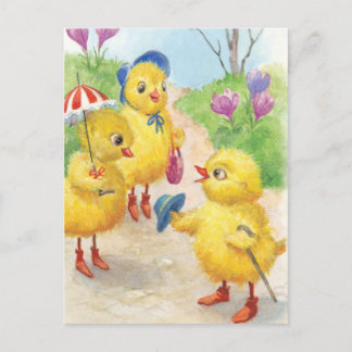 Noastalgic easter chicks feestdagenkaart