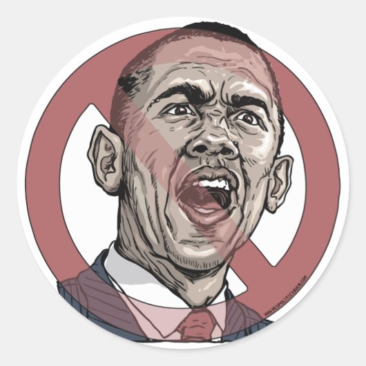 Nobama Anti Obama Circle Slash Gear Ronde Sticker (Voorkant)