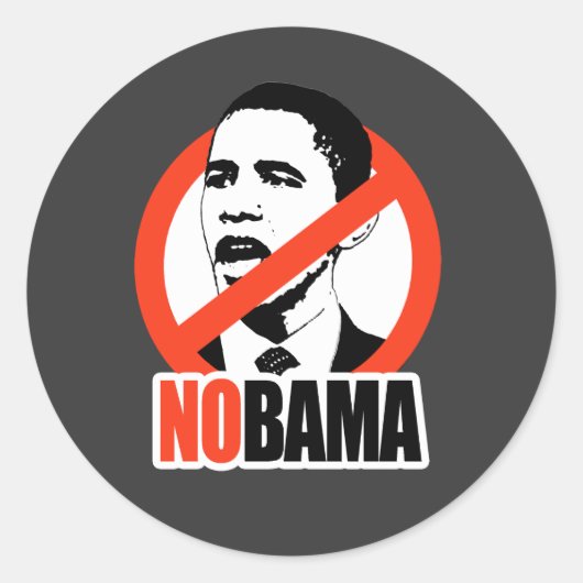 NOBAMA/ANTI-OBAMA T-SHIRT RONDE STICKER (Voorkant)