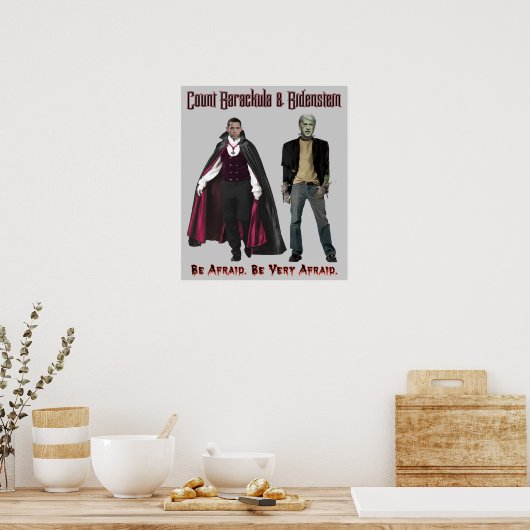 Nobama Halloween - Barackula & Bidenstein Poster (Keuken)