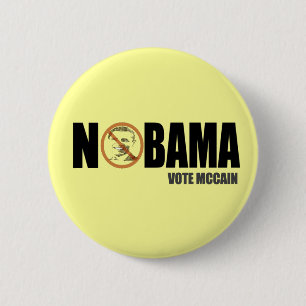 Nobama Stem McCain Grappige Anti Obama Knoop Speld Ronde Button 5,7 Cm