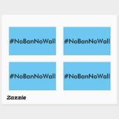 #NoBanNoWall, zwarte tekst op hemelsblauwe sticker (Vel)