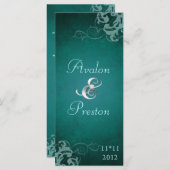 Nobel Blauwgroen Scroll Blauwgroen bruiloft progra Programmakaart (Voorkant / Achterkant)