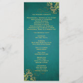 Nobel Blauwgroen Scroll Gold Wedding Programma Programmakaart (Achterkant)