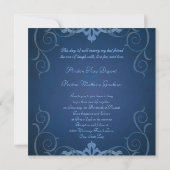 Nobel Blue Texture Silver Scroll Uitnodiging (Achterkant)