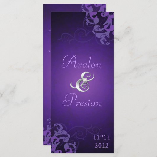 Nobel Paarse Scroll Paarse bruiloft programma Programmakaart (Voorkant / Achterkant)