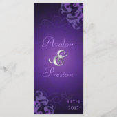 Nobel Paarse Scroll Paarse bruiloft programma Programmakaart (Voorkant)