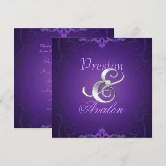 Nobel Paarse textuur Zilveren Rol Uitnodiging (Voorkant / Achterkant)