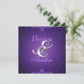 Nobel Paarse textuur Zilveren Rol Uitnodiging (Staand voorkant)