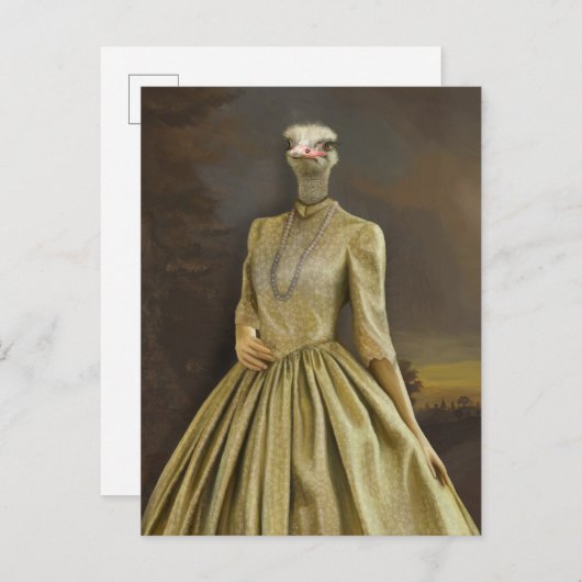 Noble Beasts - Dandy Ostrich Briefkaart (Voorkant / Achterkant)