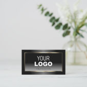 Noble Black and White Gradient Voeg Logo Light Gol Visitekaartje (Staand voorkant)