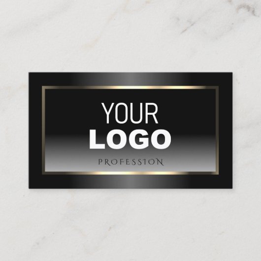 Noble Black and White Gradient Voeg Logo Light Gol Visitekaartje (Voorkant)