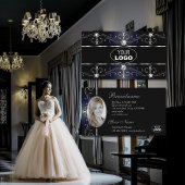Noble Black Blue Borders Diamonds Logo Foto Visitekaartje