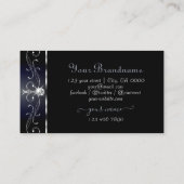 Noble Black Blue  Borders Diamonds monogram Visitekaartje (Achterkant)