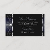 Noble Black Blue  Borders Diamonds Ornamenten Visitekaartje (Achterkant)