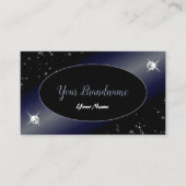 Noble Black Blue Glitter Stars Diamonds Elegant Visitekaartje (Voorkant)