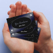Noble Black Blue Glitter Stars Diamonds Elegant Visitekaartje