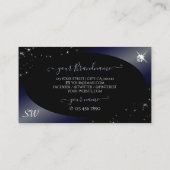 Noble Black Blue Glitter Stars Diamonds Initialen Visitekaartje (Achterkant)